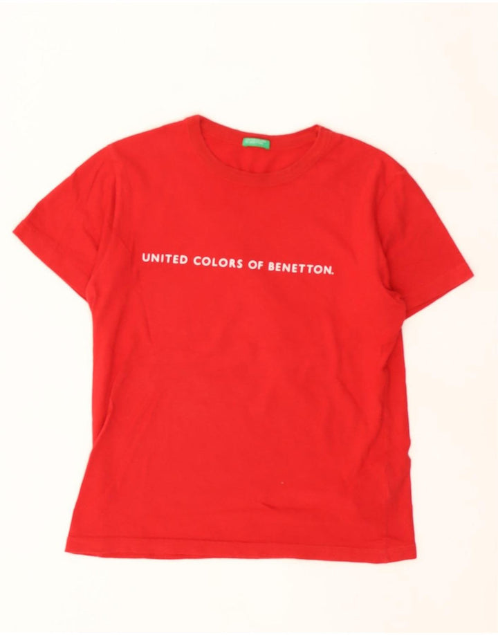 BENETTON Boys Graphic T-Shirt Top 7-8 Years Medium  Red Cotton Vintage Benetton and Second-Hand Benetton from Messina Hembry 