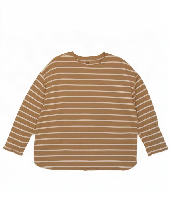 Gap Haut surdimensionné à manches longues pour femme UK 20 2XL Rayonne rayée beige