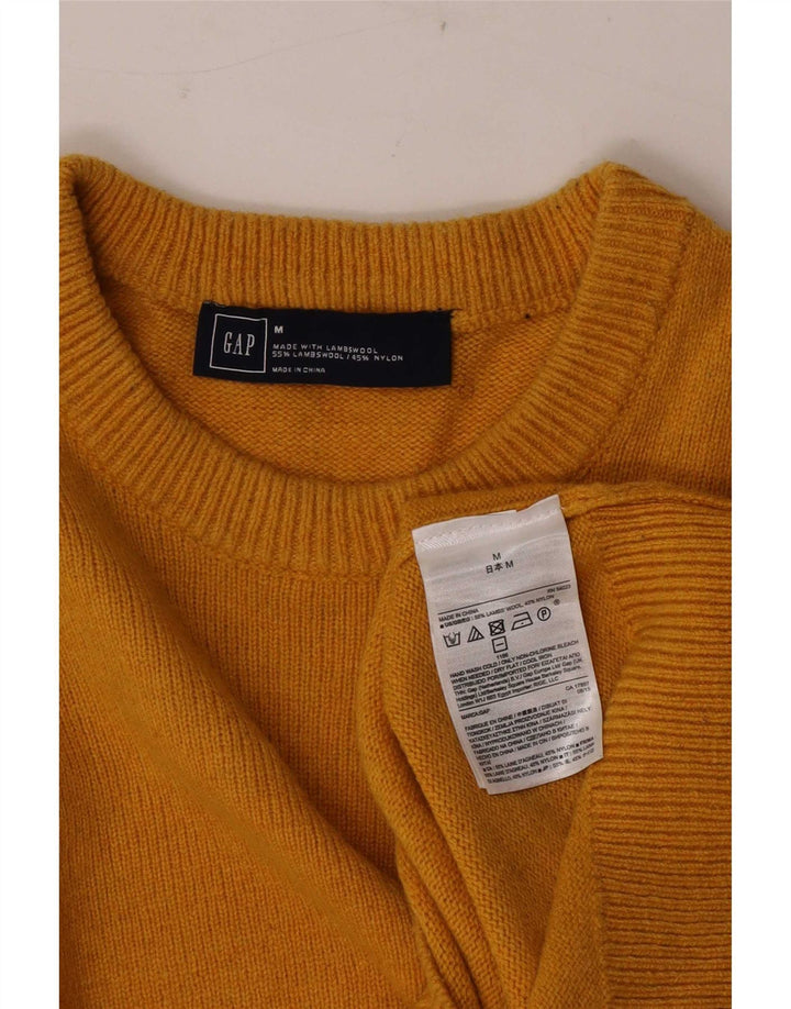 Gap Mens Crew Neck Jumper Sweater Medium Yellow Lambswool