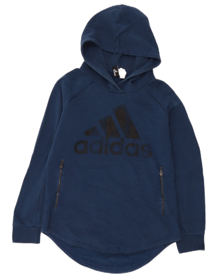 Adidas Mens Graphic Hoodie Jumper Medium Blue Cotton