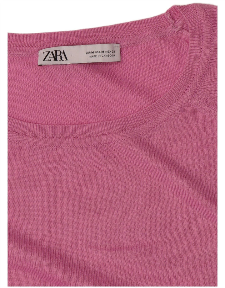 Zara Womens Boat Neck Jumper Sweater UK 14 Medium Pink