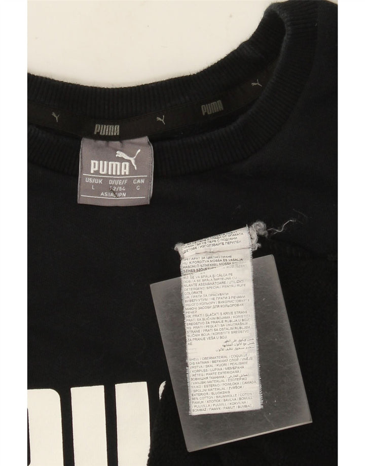 Puma Womens Graphic Oversized Sweatshirt Jumper UK 16 Large Black Cotton
