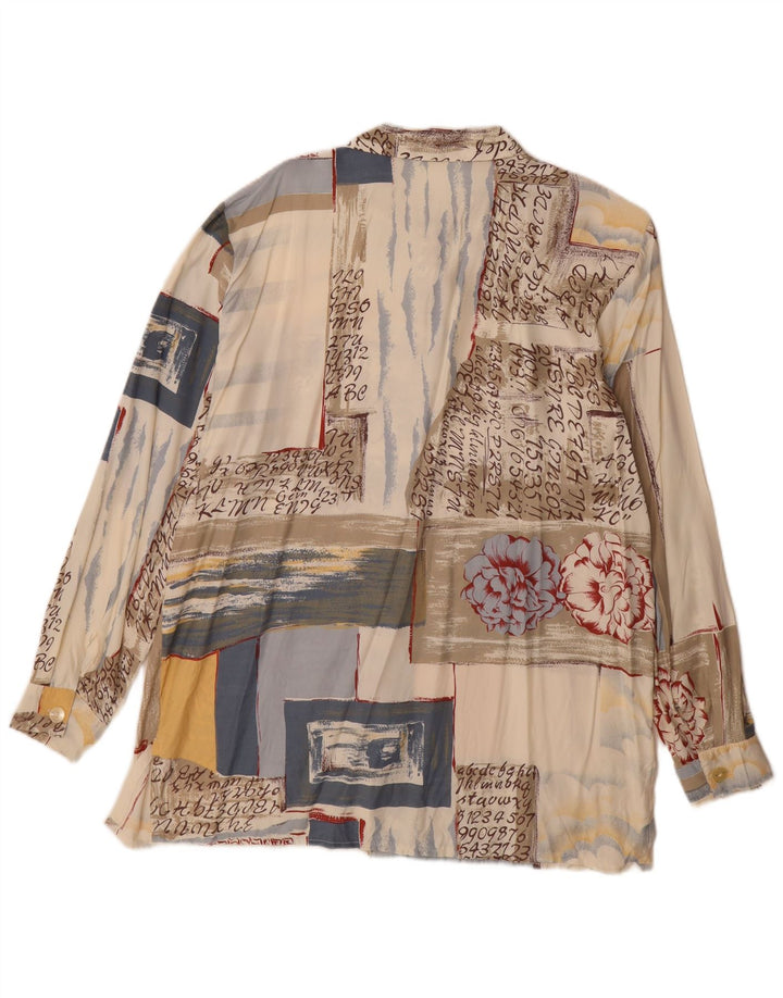 Vintage Womens Shirt Dress UK 16 Large Beige Patchwork