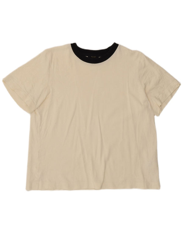 Massimo Dutti Womens T-Shirt Top UK 18 XL Off White Cotton