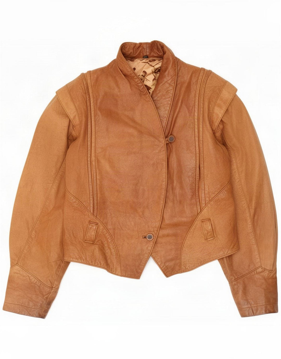 Chaqueta de cuero vintage para mujer EU 38 Beige medio