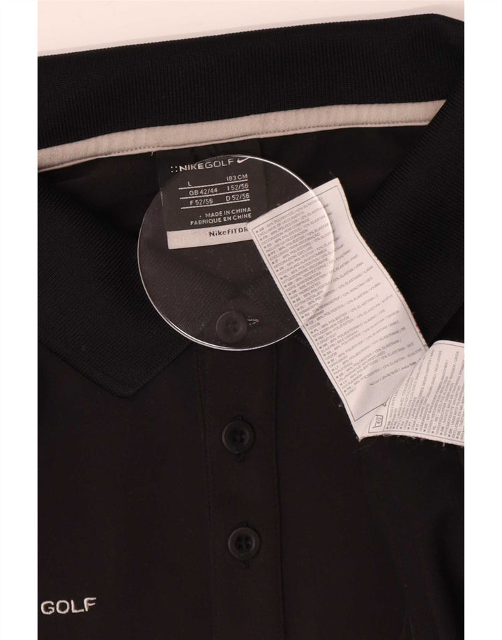 Nike Mens Polo Shirt UK 42/44 Large Black Colourblock Polyester