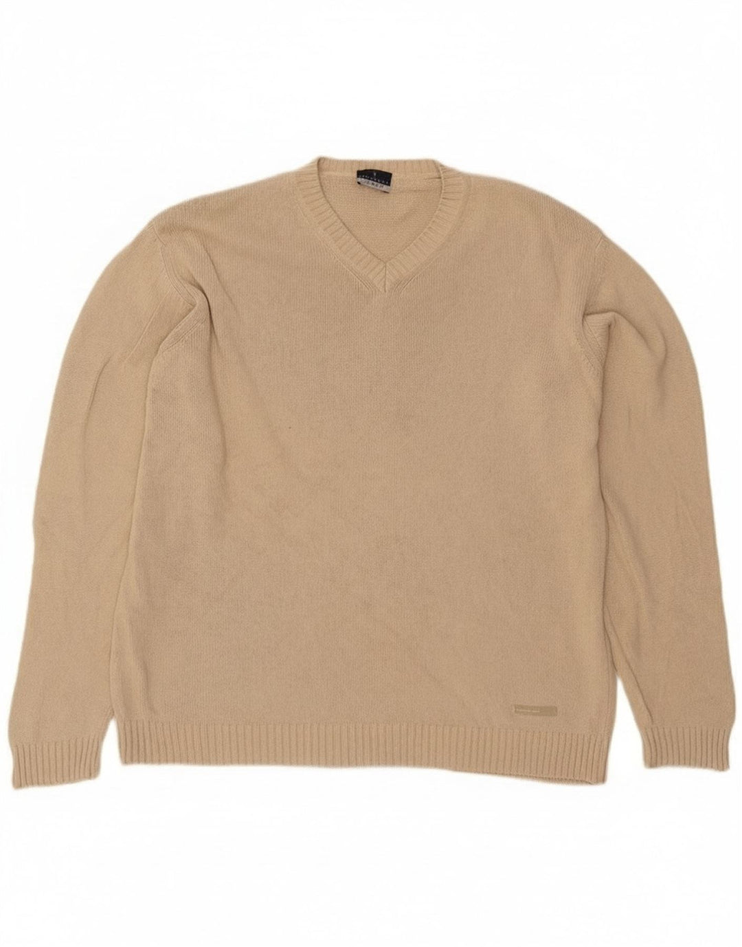Trussardi Herre V-hals sweater Stor Beige Bomuld