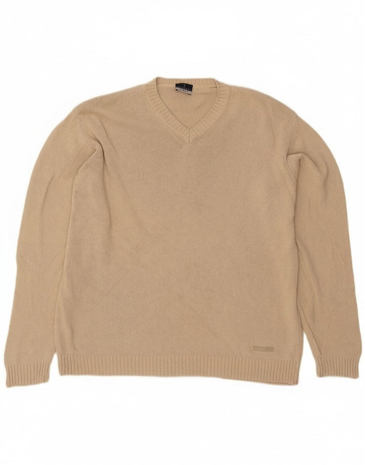 Trussardi Herre V-hals sweater Stor Beige Bomuld