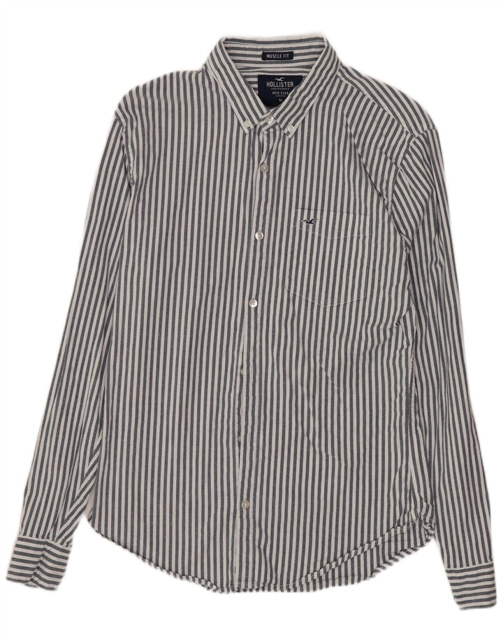 HOLLISTER Mens Muscle Shirt Medium Grey Striped Cotton