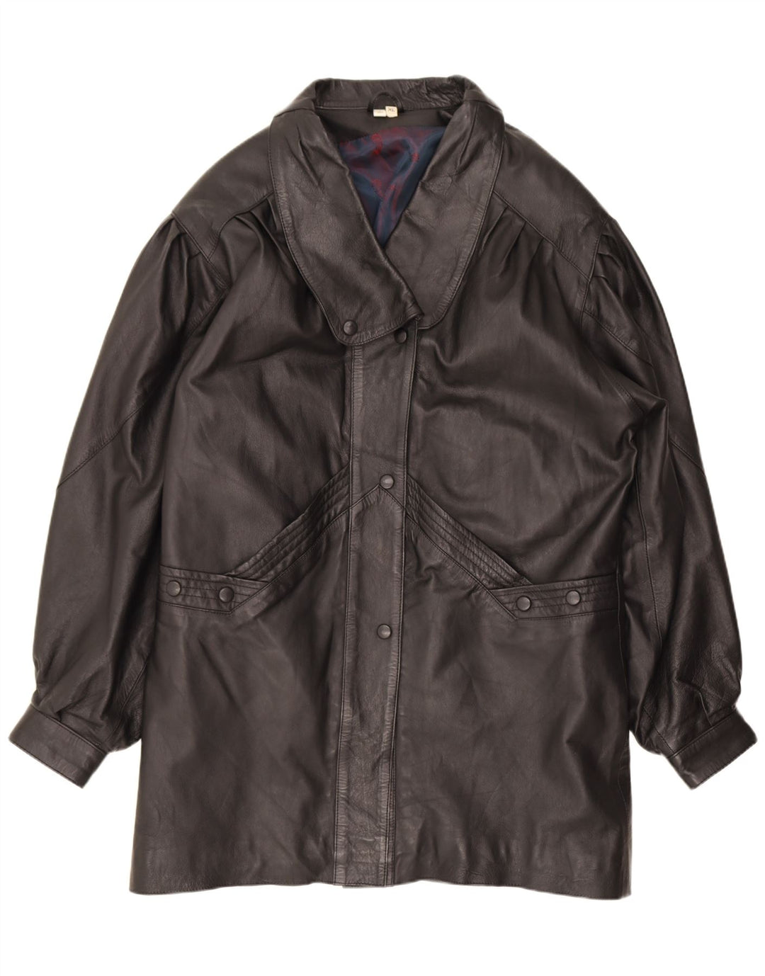 manteau en cuir femme vintage UK 18 XL Noir