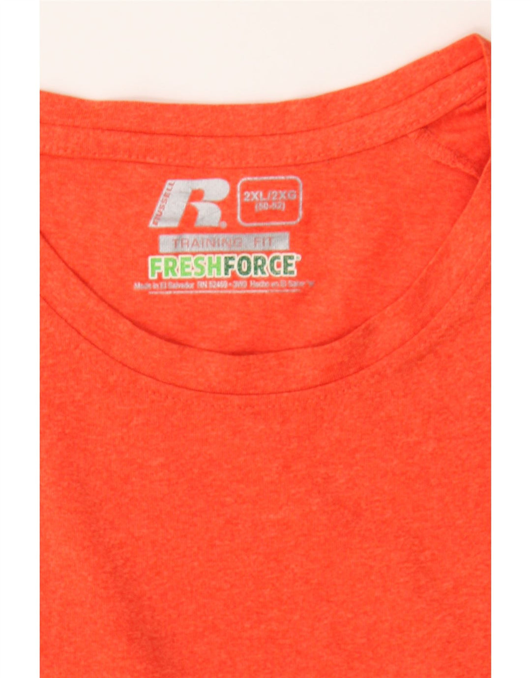 RUSSELL ATHLETIC Mens T-Shirt Top 2XL Orange Polyester Vintage Russell Athletic and Second-Hand Russell Athletic from Messina Hembry 