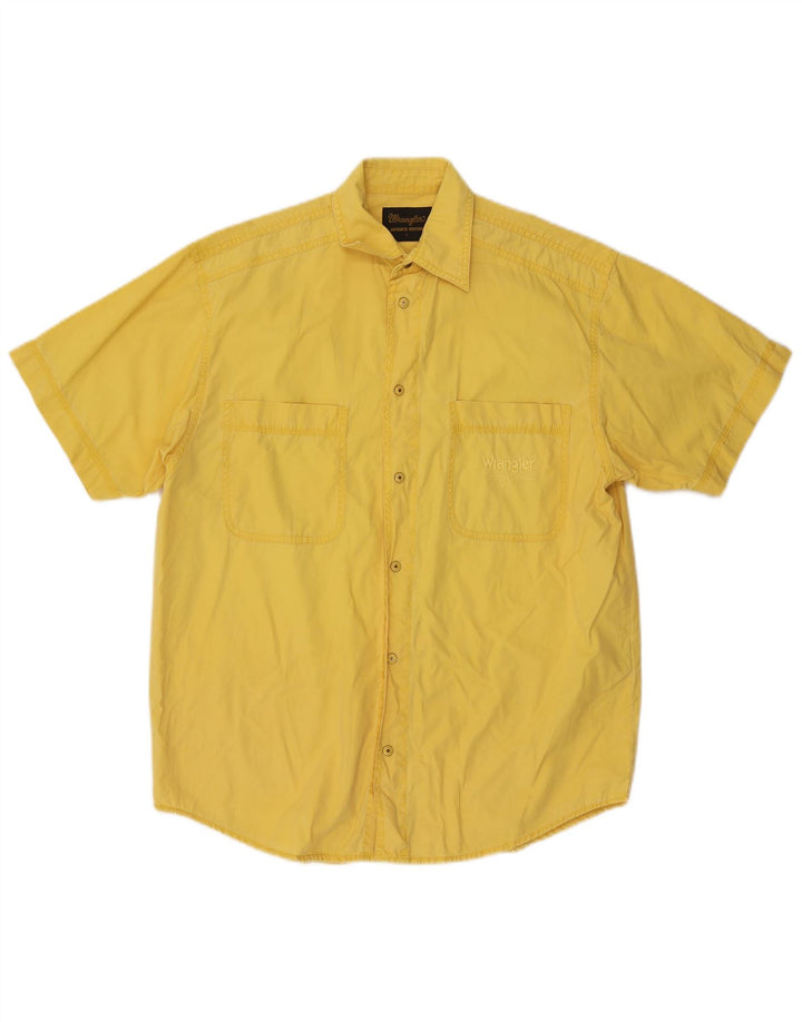 Wrangler Mens Short Sleeve Shirt Small Yellow Cotton