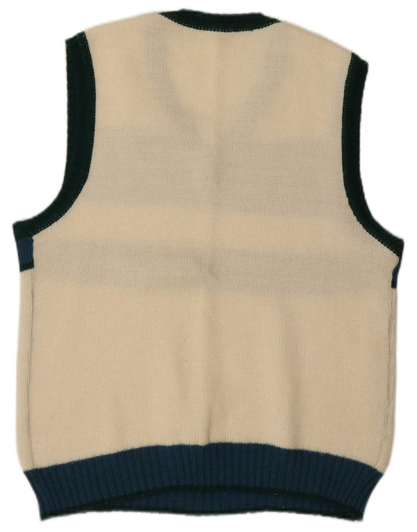 Vintage Damen Weste Tank Top IT 48 XL Weiß Farbblock