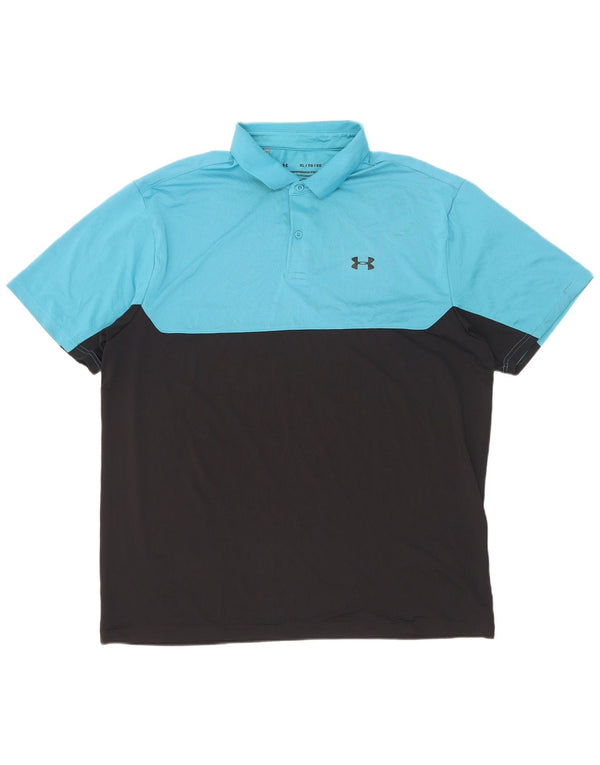 Under Armour Mens Heat Gear Polo Shirt XL Blue Colourblock Polyester