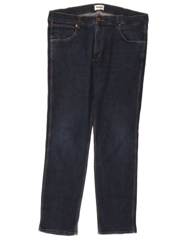Wrangler Mens Greensboro Straight Jeans W40 L34 sötétkék pamut