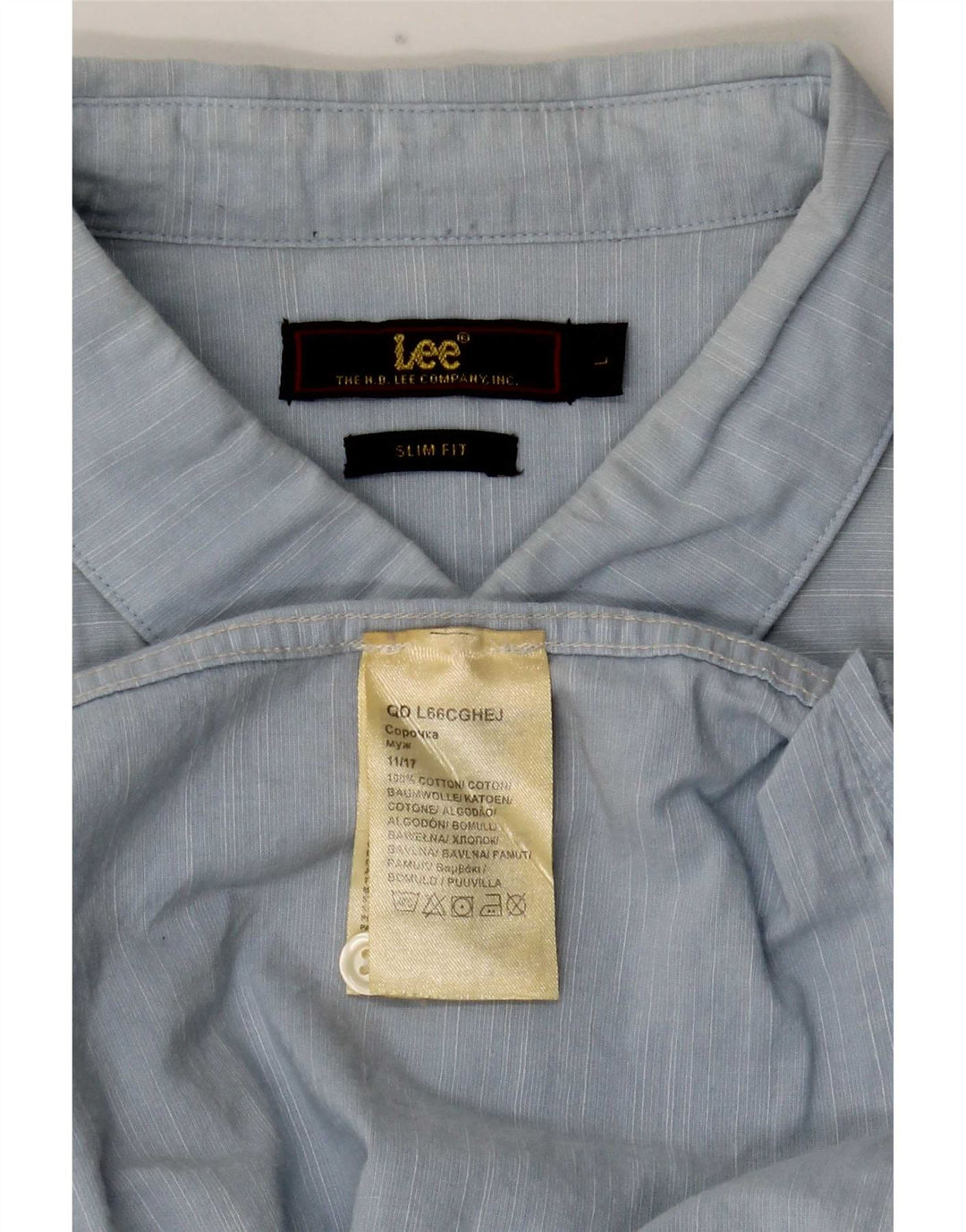 Lee Mens Short Sleeve Slim Fit Shirt Large Blue Cotton