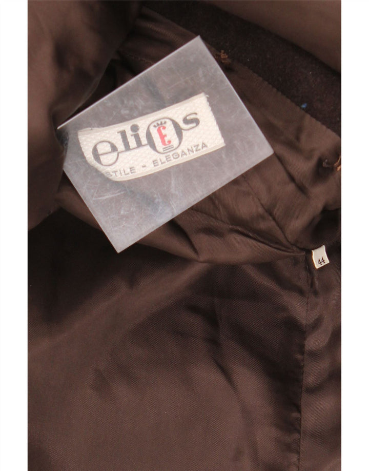 ELIOS Womens Double Breasted Coat IT 44 Medium Brown Wool