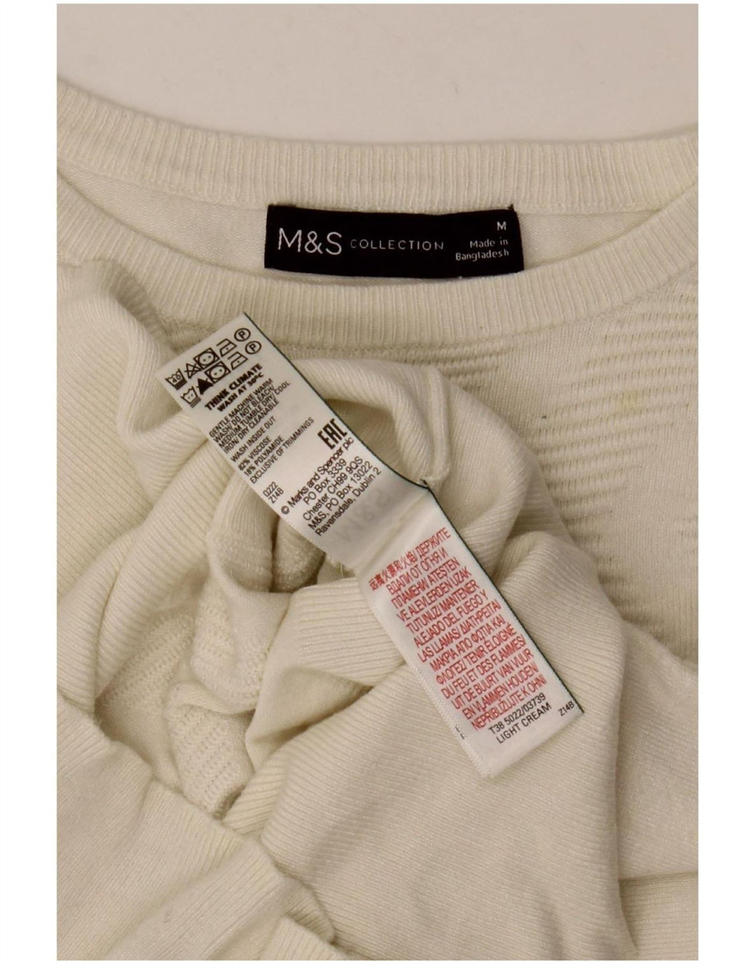 Marks & Spencer Womens Boat Neck Jumper Sweater UK 12 Medium Off White