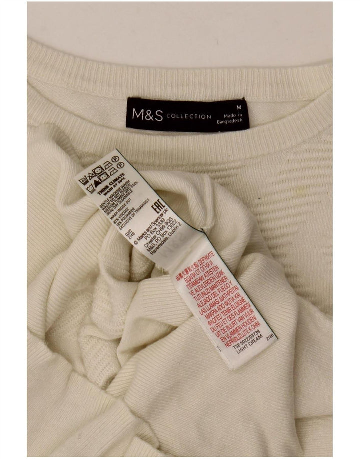 Marks & Spencer Womens Boat Neck Jumper Sweater UK 12 Medium Off White