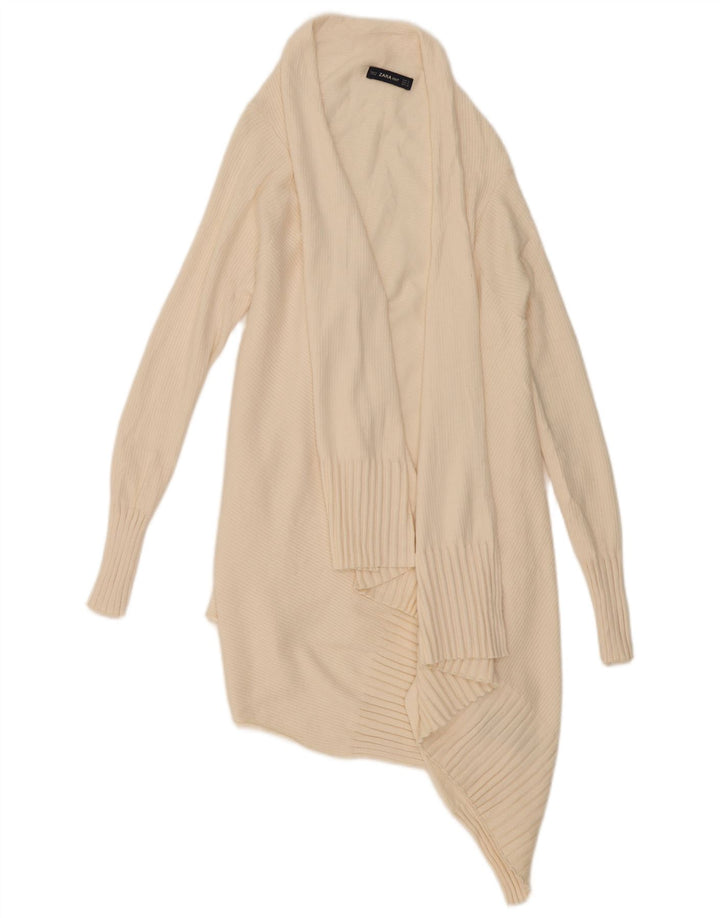 Zara Womens Oversized Longline Open Cardigan Sweater UK 10 Small Beige