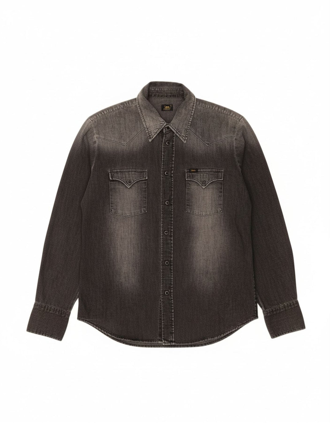 LEE Mens Denim Shirt Large Grey Cotton