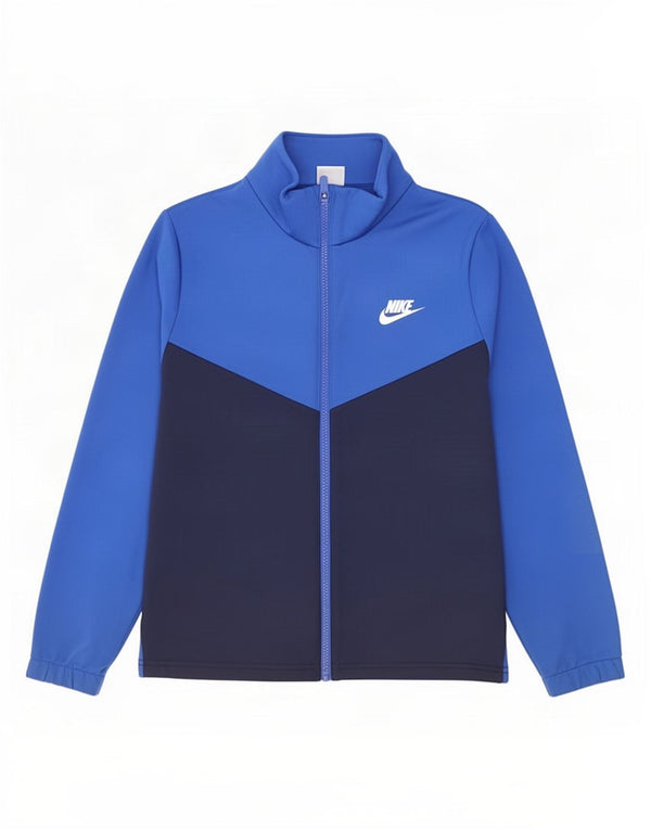 Nike Boys Graphic Tracksuit Top Jacket 12-13 Years Large Blue Colourblock