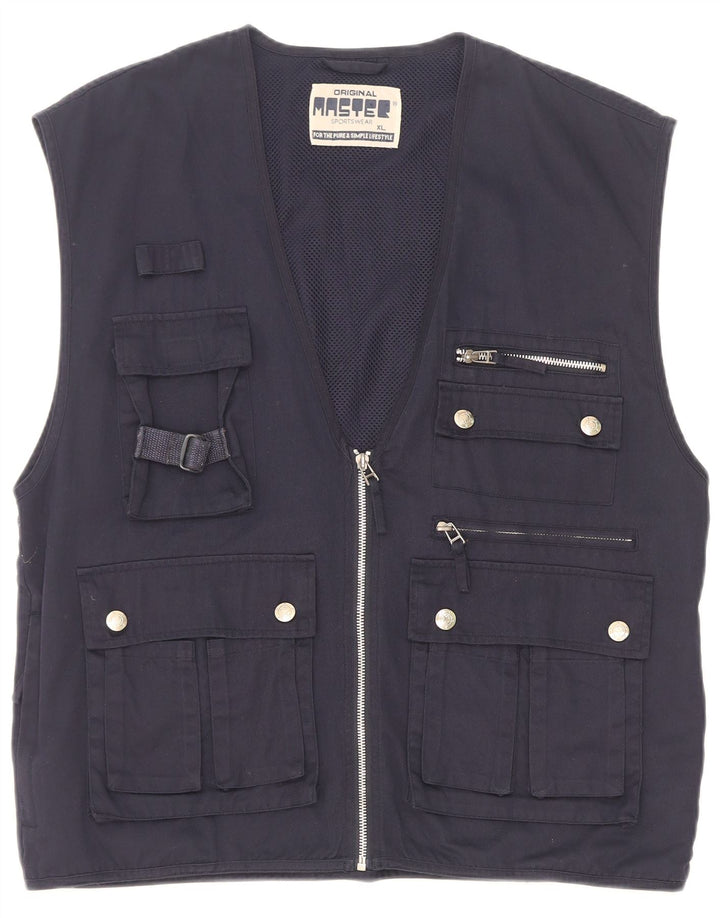 Master Mens Utility Gilet UK 42 XL Navy Blue Polyester