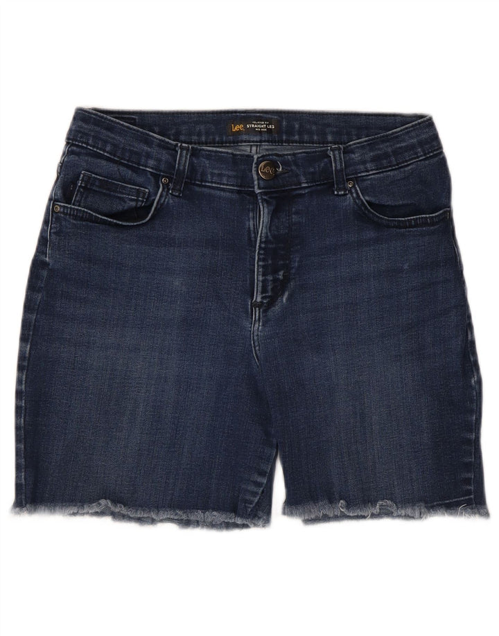LEE Womens Mid Rise Relaxed Fit Denim Shorts W28 Medium Navy Blue