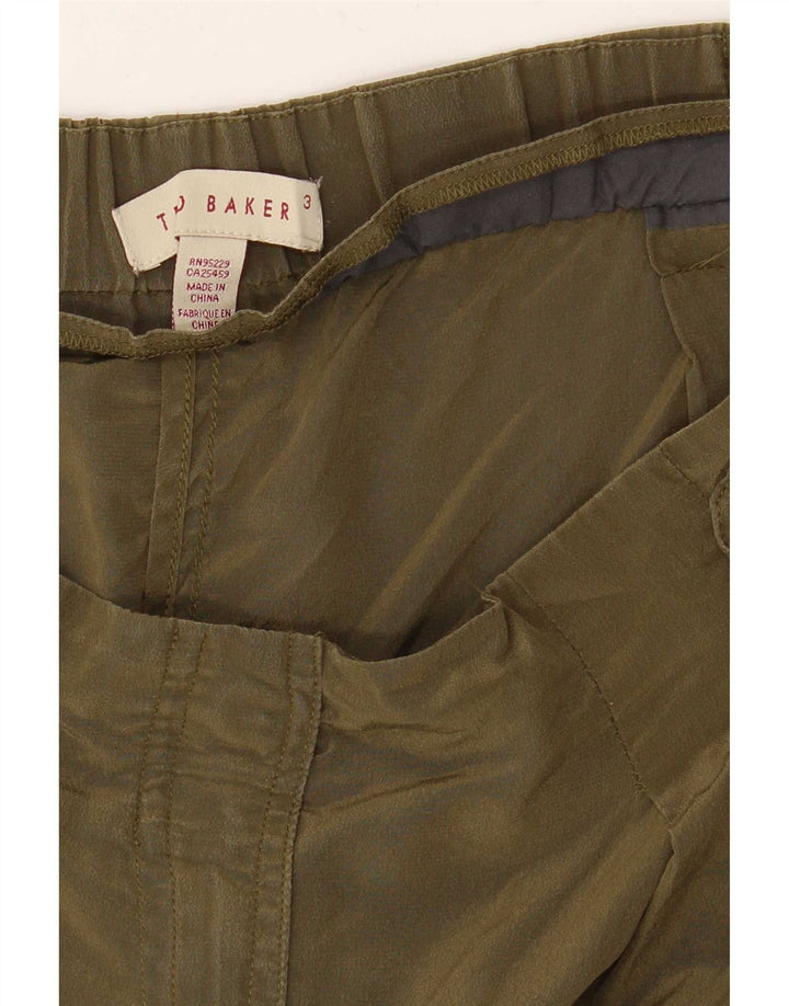 Ted Baker Womens High Waist Cargo Trousers Size 3 Medium W34 L28 Khaki