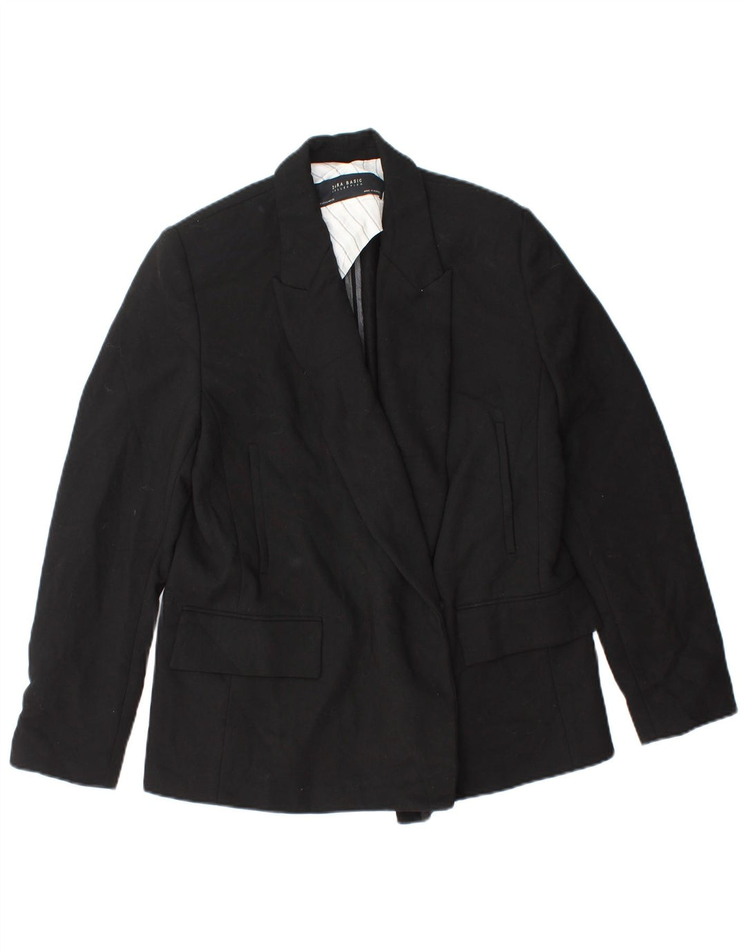 Zara Dame Blazer Jacket UK 14 Medium Sort Polyester