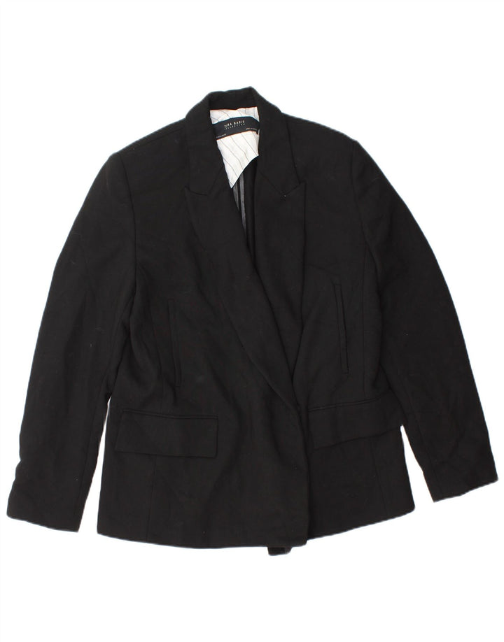 Zara Dame Blazer Jacket UK 14 Medium Sort Polyester