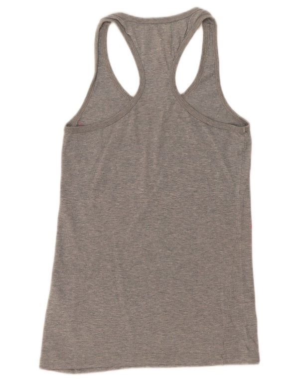 Nike Damen Slim Fit Graphic Vest Top UK 8/10 Small Graue Baumwolle