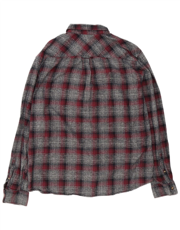 Marks & Spencer Mens Tailored Fit Flannel Shirt XL Grey Check Cotton