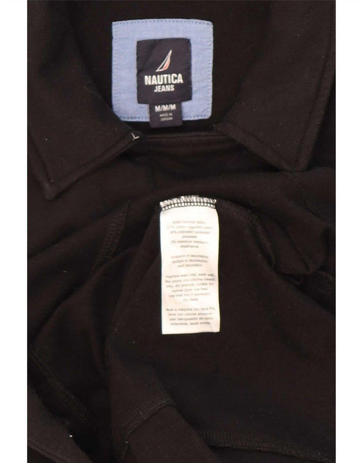 Nautica Womens Double Breasted Coat UK 14 Medium Black Cotton