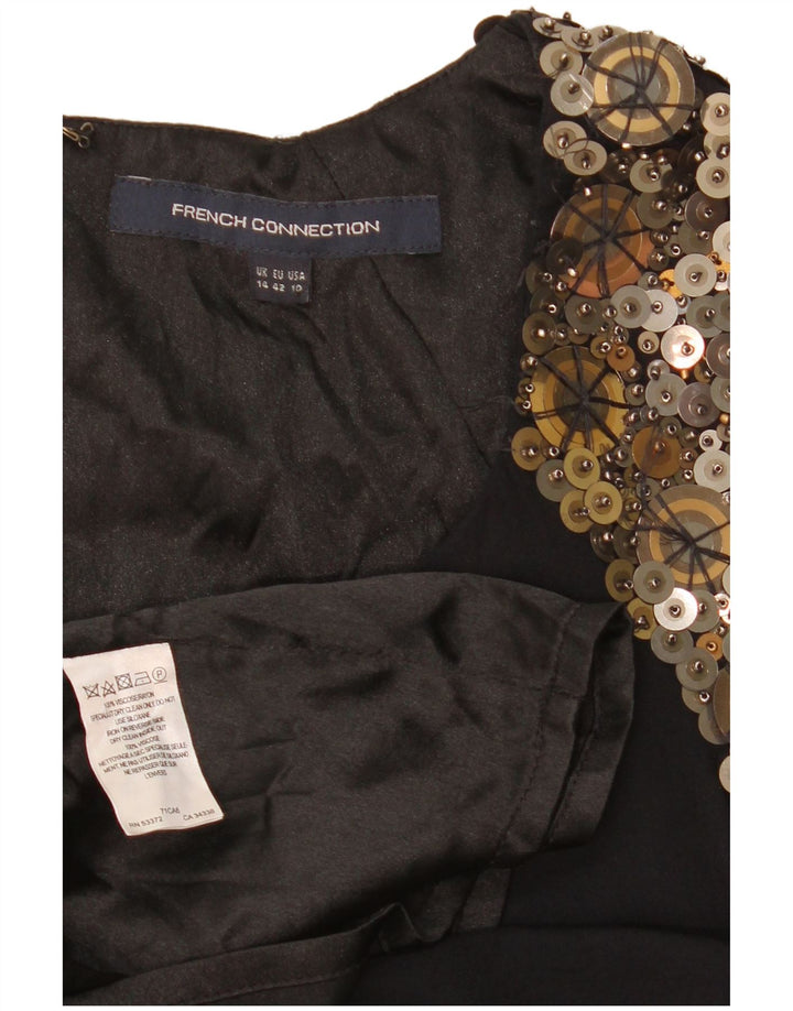 French Connection Womens Shift Dress UK 14 Large Black Colourblock Viscose