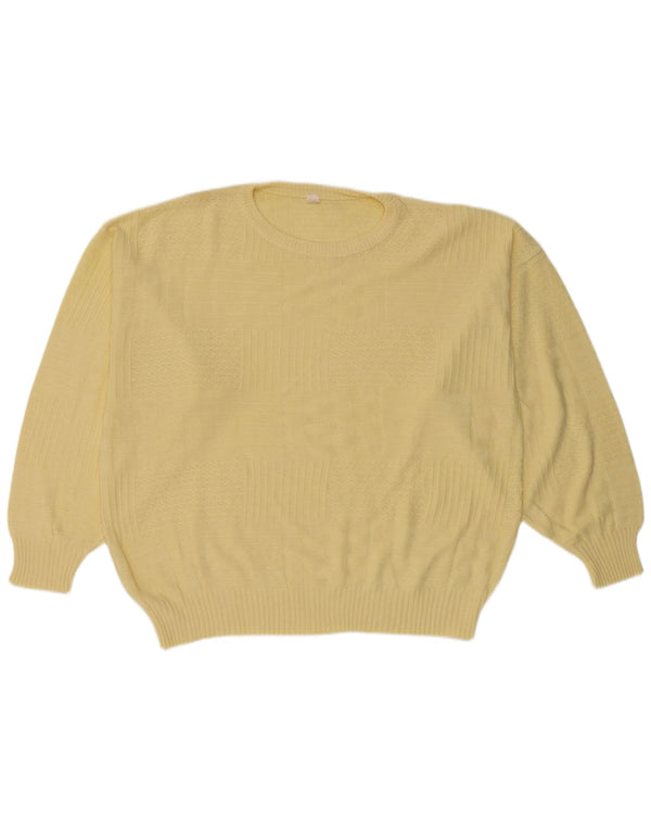Vintage Mens Crew Neck Jumper Sweater IT 50 Medium Yellow Polyacrylic