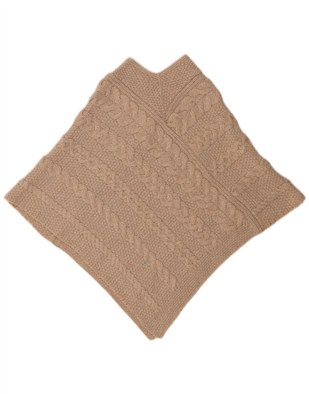 Aran Crafts Womens Oversized Poncho Jumper UK 10 Small Beige Merino Wool
