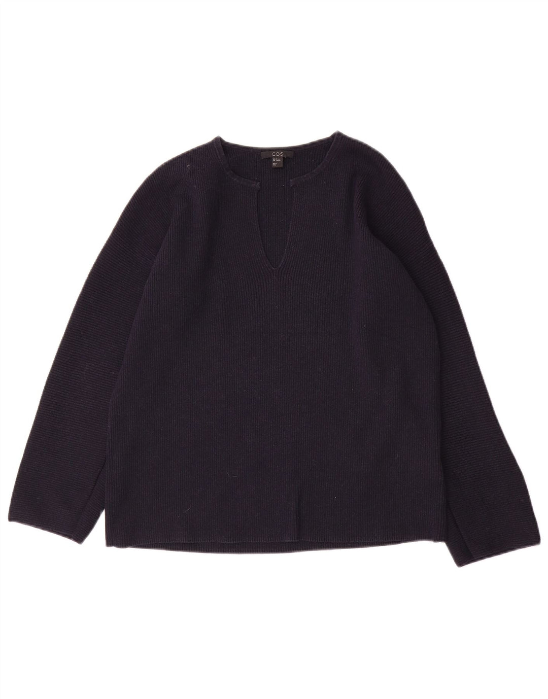 Cos Womens Oversized V-Neck Jumper Sweater UK 10 Small Navy Blue Wool