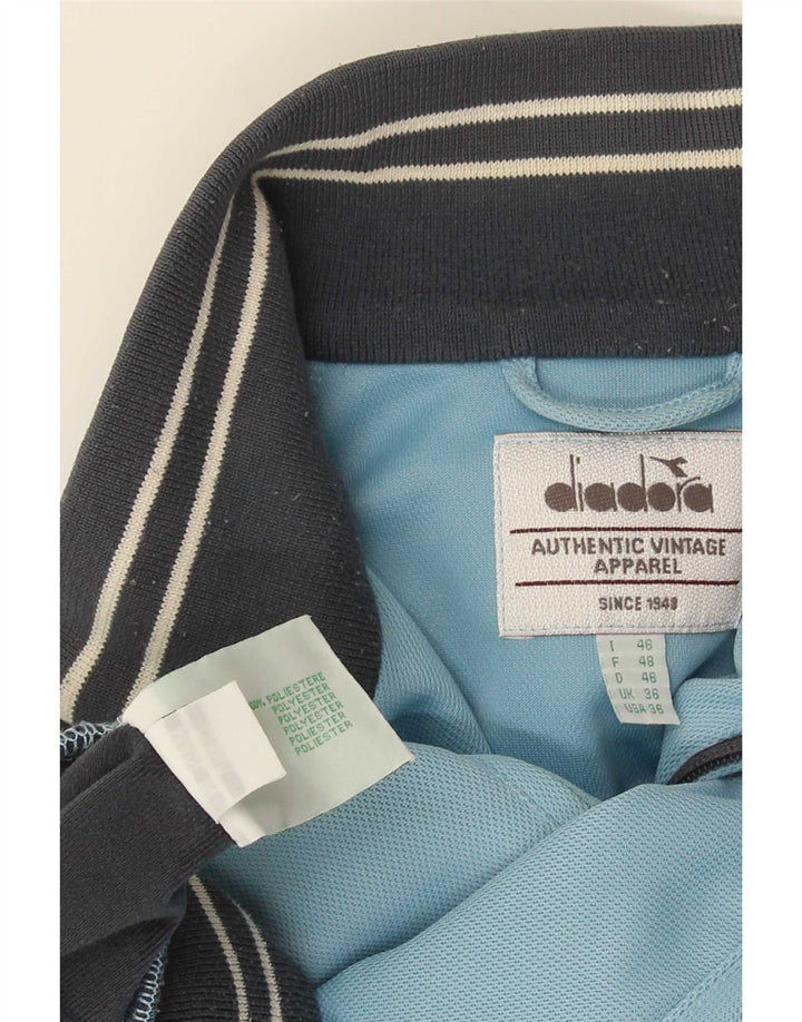 Diadora Mens Tracksuit Top Jacket UK 36 Small Blue Colourblock Polyester