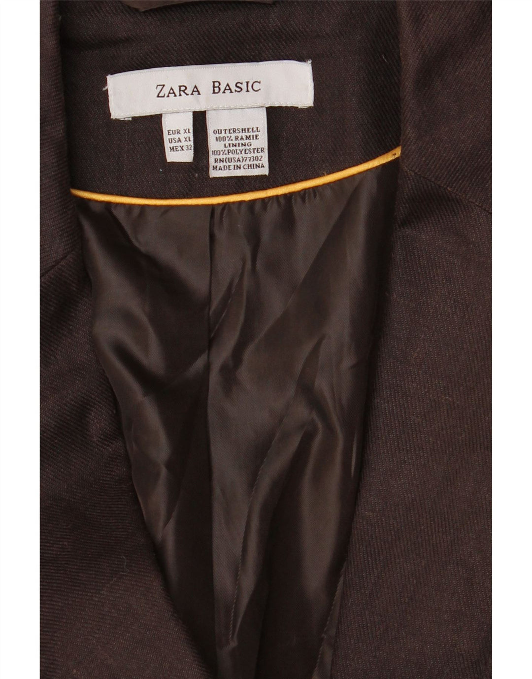 Zara Womens 1 Button Blazer Jacket UK 18 XL Brown Ramie