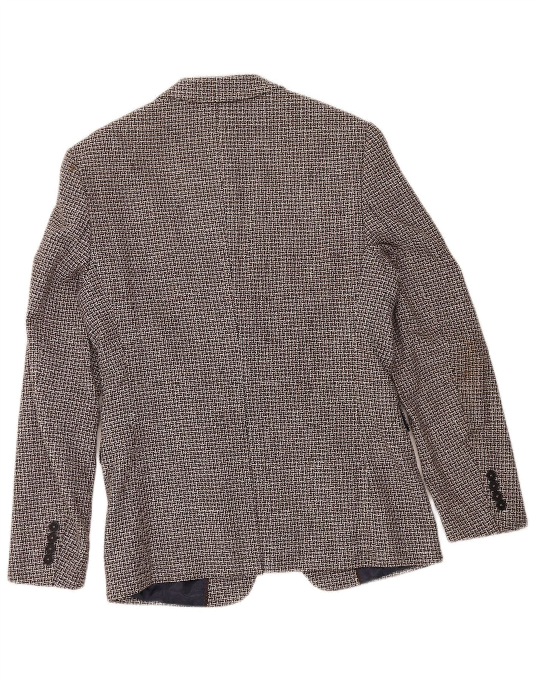 Zara Chaqueta tipo blazer de 2 botones para hombre EU 46 Small Marrón Algodón geométrico