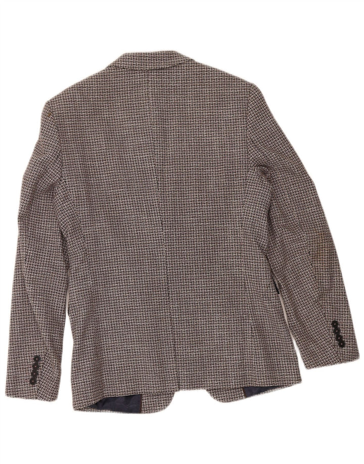 Zara Chaqueta tipo blazer de 2 botones para hombre EU 46 Small Marrón Algodón geométrico