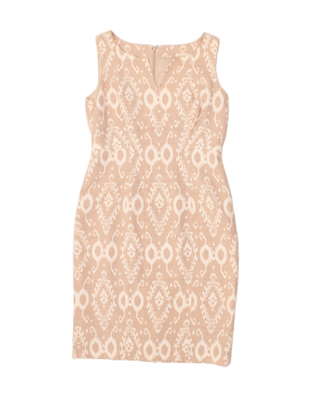 ANNE KLEIN Womens Sleeveless Basic Dress UK 12 Medium Beige Ikat Vintage Anne Klein and Second-Hand Anne Klein from Messina Hembry 