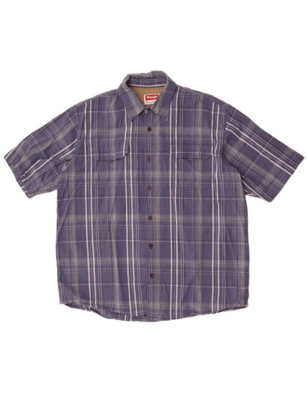 Cămașă Wrangler pentru bărbați, cu mânecă scurtă, cu ajustare normală, XL, bumbac carouri albastru