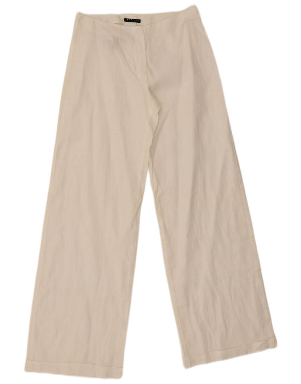 Sisley Pantalon décontracté à jambe large pour femme IT 38 XS W26 L29 Lin blanc