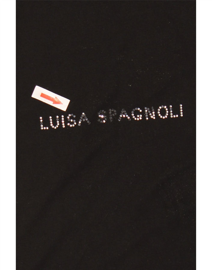 Luisa Spagnoli Womens Graphic T-Shirt Top UK 14 Medium Black