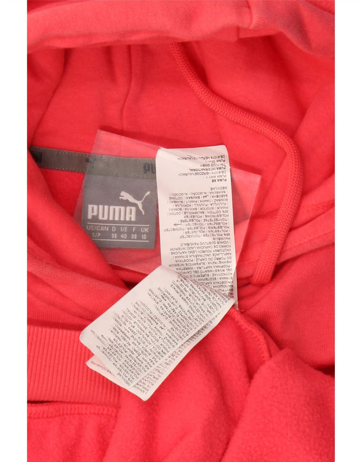 PUMA Womens Graphic Hoodie Jumper UK 10 Small Pink Polyester Vintage Puma and Second-Hand Puma from Messina Hembry 