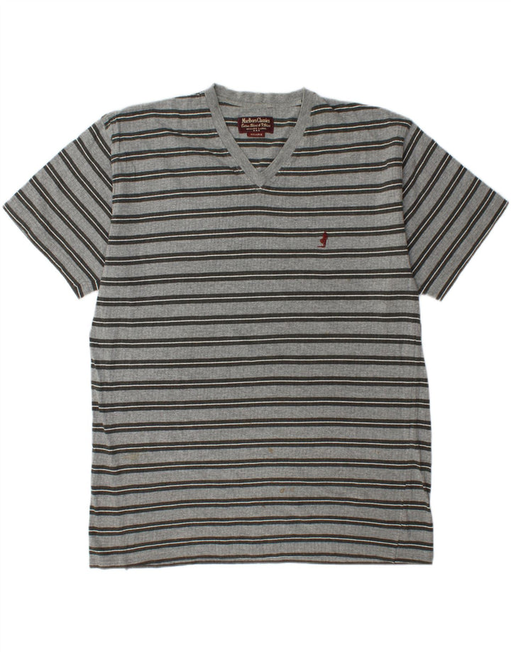 MARLBORO CLASSICS Męski T-shirt Top 2XL Szary w paski