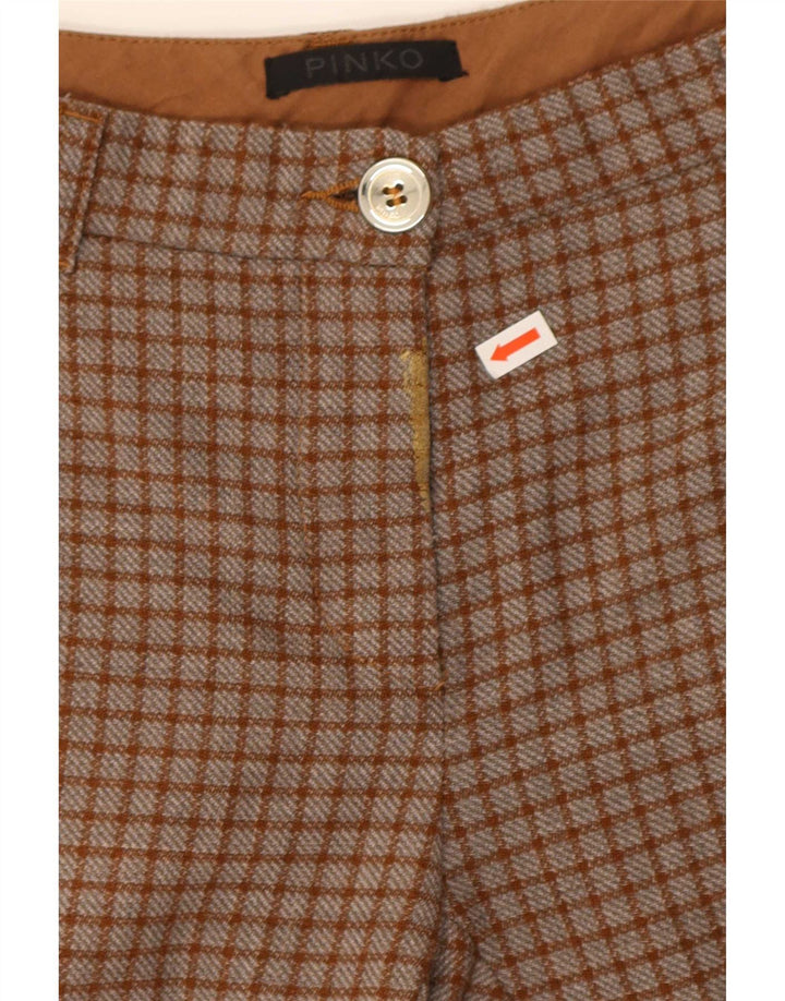 Pantaloni chino slim da donna Pinko W26 L26 poliestere a quadri marroni