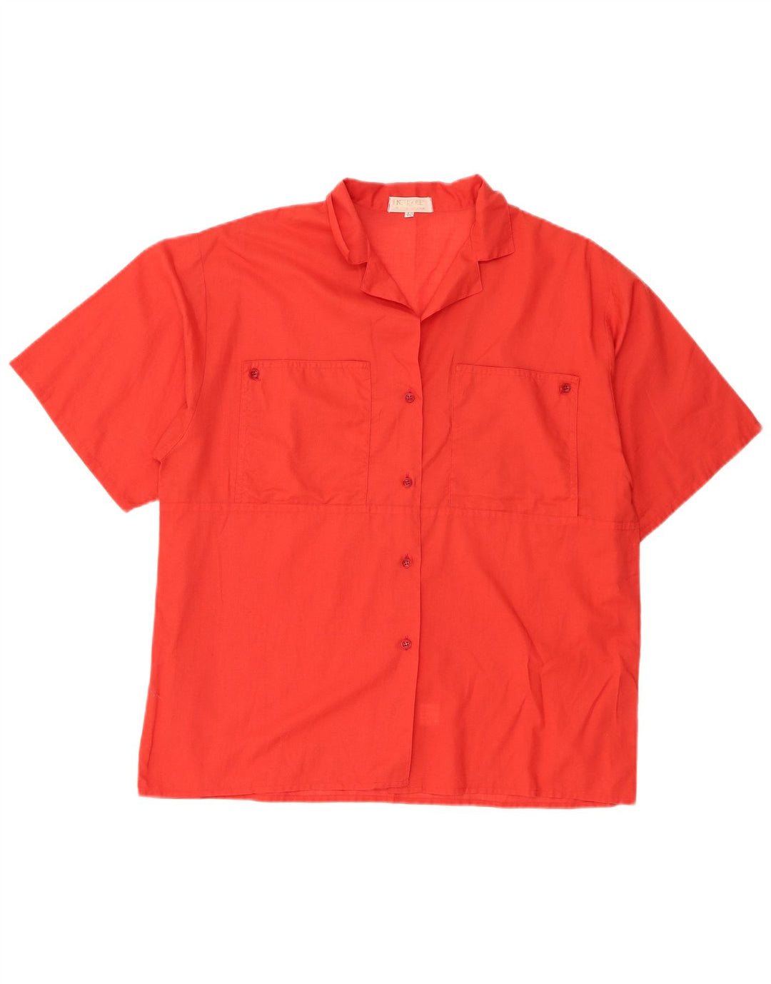 Vintage Womens Short Sleeve Shirt IT 46 Large Red Cotton